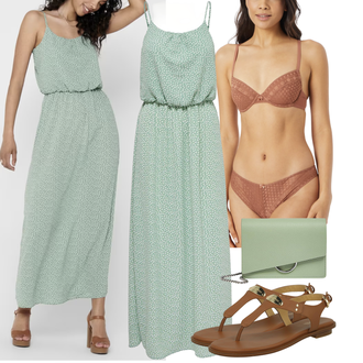 Mollige Outfit mit Hellgrün/Grün Kleid Große Größe/Chiffon Kleid/Langes Sommerkleid/Maxikleid Only "Auffälliger Sommerlook"