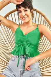 Women's Crop Top with Ruffles and Gatherings 725