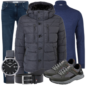 Outfit mit Grau/Schwarz Sneaker/Leder Sneaker Lumberjack "Cooles Outfit"