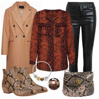 Outfit mit Braun Stiefel Paul Green "ONLY Bluse"