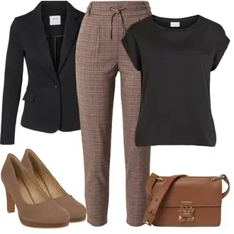 Hochzeitsgast Outfits Herbst mit Braun/Lila/Beige Hose Große Größe/Karierte Hose/Musselin Hose/FlanellHose/Tweed Hose Only "Perfektes Büro Outfit"
