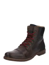 BULLBOXER Schnürstiefel dunkelbraun / rubinrot