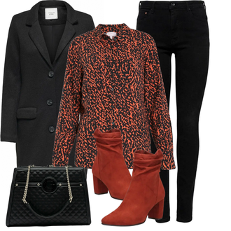 Outfit met rood Blouse "Opvallende Herfstlook"