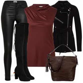 Elegant Outfit mit Schwarz Overknee Stiefel/Flache Overknee Stiefel/Kniehoher Stiefel/Leder Overknee Stiefel/Langer Stiefel About You "Perfekt für den Herbst"Look: Uni, Casual, Edel, Coole, Elegant, Festlich, Old Money, Overdressed, Sexy