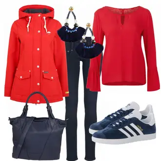 Gazelle Outfit mit Grau Sneaker Adidas Originals "RedandBlue"