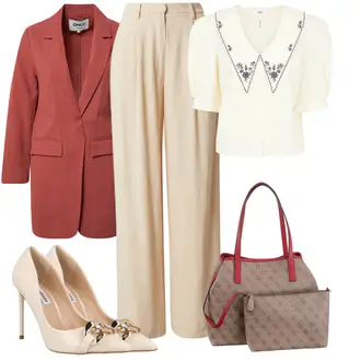 Outfit mit Rosa/Beige/Blau Schuh High Heel Steve Madden "Business Look"