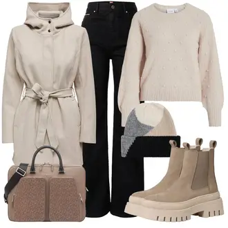 Oversize Outfit mit Beige/Braun/Khaki Chelsea Boot/Lederjacke/Chunky Sneaker/Plateau-Sneaker/Plateaustiefelette/Plateau Stiefel Tamaris "Perfekt für den Herbst"Look: Uni, Feine, Coole, Outdoor, Sportlich, Techno, Esthetische, Smart Casual, Trendige, Casual, Oversize, Unisex, Bundeswehr
