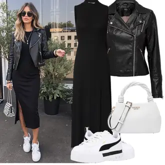Logo print Outfit sa Bijela Tenisica s platformom Puma "Proljetni Outfit"
