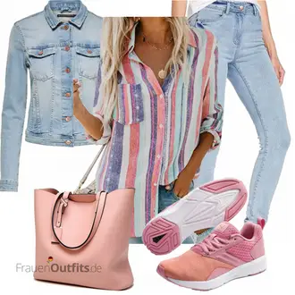 Outfit mit Braun/Mischfarben/Rot Lederjacke/3/4 Bluse/Gemusterte Bluse/Druckbluse/Boho-Bluse/Longbluse/Verspielte Bluse/Crash­bluse/Bluse Oberteil Dokotoo "Stilvoller Look für die Freizeit"