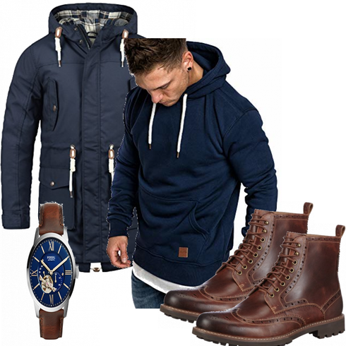 Blau Overall/Jacke Winter Parka !Solid kombinieren