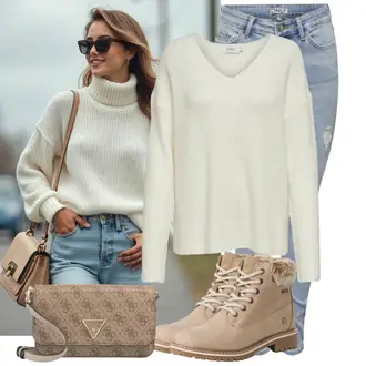 Mit Absatz Outfit mit Beige/Khaki/Braun SchnürStiefelette/Winter Sneaker/Flache Stiefelette/Wasserdichter Stiefel/Winter Stiefel/Gefütterte Stiefelette/Wattierte Stiefel/Klassischer Stiefel/Winterschuh/Winter Stiefelette Tamaris "Stylische Kombination für den Frühling"