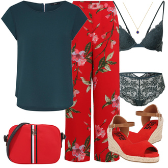 Outfit mit Türkis/Grün/DunkelGrün Businesshemd/Casual Hemd/Kurzarm Hemd/Schlupfbluse/Crash­bluse/Einfarbige Bluse/Tuniken-Shirt/Kurzarm-Tunika/Klassische Tunika/Lederjacke/Bluse Oberteil/Kurzarmbluse Only "Schöner Sommer Look"