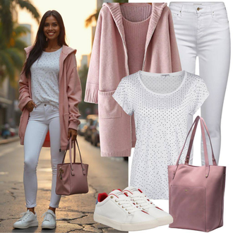 Outfit met wit/Crème Leren sneaker/Lage Sneaker/Platte sneaker/Skateschoen/Sneaker met gaatjesmotief/Sneaker met sleehak/Zomer sneaker/Winter sneaker Puma "Mooie Lente Outfit"