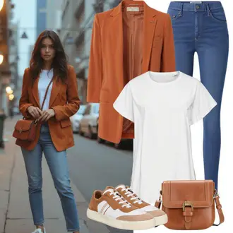 Zomer Outfits met bruin Sneaker met Zijrits/Leren Sneaker/Lage Sneaker/Nordic-walking Schoen/Vintage Sneaker/Teddy Sneaker/Smalle Sneaker Gabor "Outfit voor de lente"