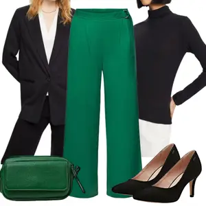 Elegant Outfit met Groen Wijde Broek ESPRIT "Elegante herfstoutfit"look: Elegant, Elegante