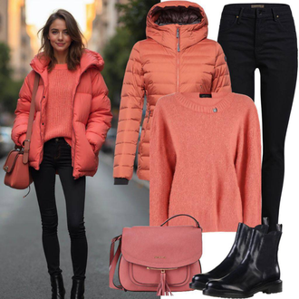 Zimske Outfiti Poletje mit Črna Chelsea Škornj GANT, Roza Pisemska torbica/Torbica za okrog pasu/Billfold Silvian Heach, Oranžna Trajnostna Jakna/Puhovka/Obrnljiva Jakna/Napihnjena Jakna/Poletna Jakna/Snežna Jakna/Najlonska jakna ROXY "Pomladni videz"