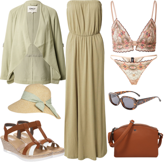 Outfit s Zelená Šaty Móda Pro Plnoštíhlou/Dlouhé Šaty/Šaty s výstřihem/Šaty Na Ramínko/Šaty Bez Rukávů/Žerzejové Šaty/Dlouhý svetr/Letní Kabát/Midi Kabát Only "Perfektní na léto"