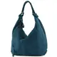 modamoda de - T158 - ital Schultertasche aus Wildleder Leder, Farbe:Petrolblau