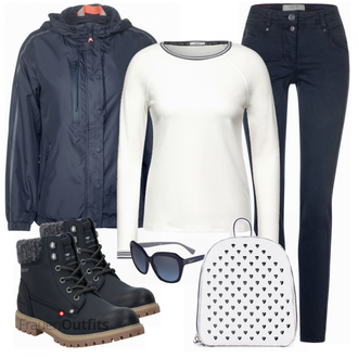 Outfit mit Schwarz Stiefel Tom Tailor "Perfekt für den Herbst"