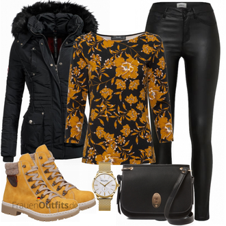 Outfit mit Gelb Stiefel Rieker "HALLHUBER Shirt"