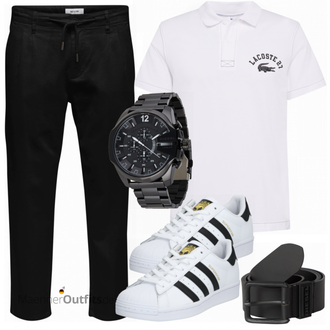 Outfit mit Weiß Poloshirt Lacoste "Alltagsoutfit"