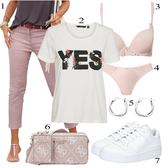 tenues avec Violet/Rose Pantalon Droit/Pantalon en Mousseline/Pantalon Slim/Pantalon Boyfriend/Pantalon en Sergé/Capri/Pantalon Casual/Pantalon avec Fente Lascana "tenues parfaite"