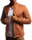 Leif Nelson Herren Jacke Kunst-Lederjacke Freizeitjacke für Männer Bikerjacke Gesteppte Übergangsjacke Sommerjacke Samtjacke Stehkragen LN315 Größe M Camel