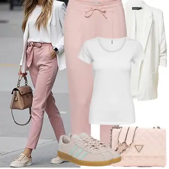 Outfits für Mollige Disco mit Rosa Hose Große Größe/3/4 Hose/Karottenhose/Bügelfaltenhose/Jogger Hose/Musselin Hose/Schlupfhose Ichi, Rosa Umhängetasche/Schultertasche/Brieftasche/Kleine Tasche/Schulranzen/Schultertasche Guess "Frühling outfit"Look: Elegant, Old Money, Outdoor, Disco, Büro, Smart Casual, Uni, Metal, Burlesque, Classic, Edel, Coole, Extravagante, Premium, Romantisch, Vintage