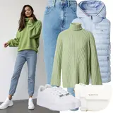 Outfits mit blauen und gelben High Waist Jeans image