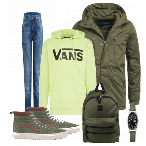 Grün WinterJacke Indicode Jeans kombinieren