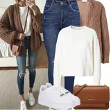 Blau Braune High Waist Jeans Outfits image