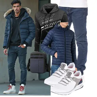Wasserfall-Ausschnitt Outfit mit Schwarz/Grau/Dunkelgrau/Dunkelblau Vintage Hoodie/Hoodie/Sport Sweatshirt/Ausgefallener Hoodie/Sport Hoodie Baxboy "Freizeit Outfit"