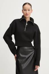 Pulover s primesjo volne enski, rna barva, 50522545
