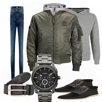 Outfit mit Grün/Schwarz Stiefel Timberland "TristerHerbst"