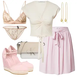Mit Pailletten Outfit mit Beige/Rosa Bikini Großer Cup etam "Toller Look für die Freizeit"