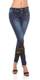 Koucla-Fashion Damen Jeans Skinny Stretch Hose lang Push up mit Verzierung hot Strass (Blau, 40 (W30/L30))