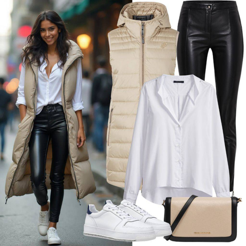 Comment poter Noir/Marron/Blanc Legging en cuir/Pantalon en Vinyle/Pantalon en Simili Cuir/Pantalon en Cuir luka sabbat for about you avec Noir/Marron/Blanc Legging en cuir/Pantalon en Vinyle/Pantalon en Simili Cuir/Pantalon en Cuir luka sabbat for about you