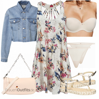 Sommer Outfit mit Hellblau/Blau Mantel/Crop Jacke/Kurzjacke/Jeansjacke/Kurze Jeansjacke/Bluse Große Größe about you x laura giurcanu "Perfekt für den Sommer"
