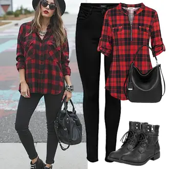 Outfit mit Schwarz Gefütterte Stiefelette/Flache Stiefelette/SchnürStiefelette/SpringerStiefel/Winter Stiefelette/Biker Boot DREAM PAIRS "Frühlingsoutfit"