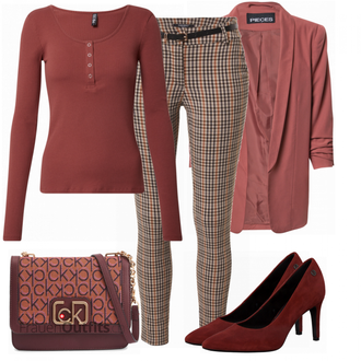 Outfit mit Rot Sweatshirt Pieces "Eleganter Look"