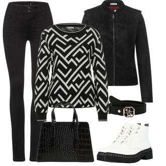 Outfit mit Schwarz Stiefel river island "Winterliches Freizeit Outfit"
