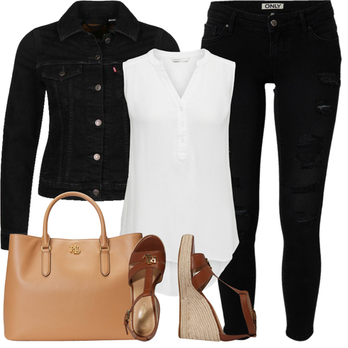 Comment poter Marron/Beige Espadrille à Talon Compensé/Sandale Compensée en Liège/Chaussure d'Été/Espadrille à Plateforme/Sandale à Talon Compensé/Sandales Sandale Espadrille Polo Ralph Lauren avec Noir Veste en Cuir/Jean Motard/Jeans avec un Trou/Vestes en cuir Only