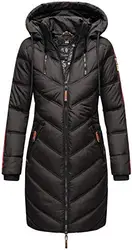 Marikoo Damen Winter Steppjacke Mantel Parka Winterjacke gesteppt B842 [B842-Armas-Schwarz-Gr.M]