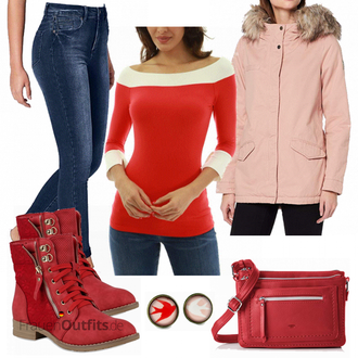Tanzen Outfit mit Rot/Dunkelrot Winter Stiefelette/Gefütterte Stiefelette/Sommerstiefelette/Sneaker Mit Seitlichem Reißverschluss/Schnürstiefelette/Flache Stiefelette/Stiefel Mit Reißverschluss Stiefelparadies "Reddie"Look: Reiten, Tanzen, Freizeit