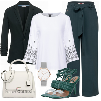Outfit mit Türkis Schuh Sandalen river island "Business Casual Damen Outfits"