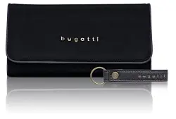 Bugatti Contratempo Geldbörse Damen Groß RFID - Frauen Geldbeutel mit Reißverschluss Lang - Damengeldbörse Langbörse Portemonnaie im Querformat, Schwarz