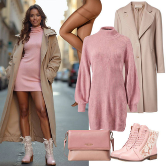 tenues avec Rose Manteau d'Hiver Manteau de Laine/Long manteau/Redingote/Manteau en Laine/Manteau Vintage/Manteau en Cachemire/Manteau de Mi-saison/Manteau Bouclé/Manteau Mi-long/Manteau en Tweed/Robe en Tweed/Robe d'Hiver à Manches Longues/Automne Robe/Robe avec une Poche/Robe Blazer Only "Parfait pour l'hiver"