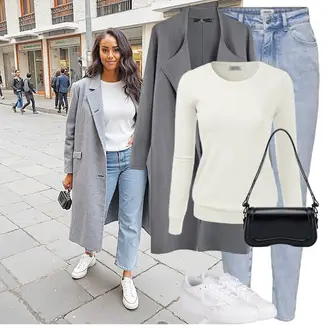 Retro Tennis Outfit mit Weiß Sommer Sneaker/Schmaler Sneaker/Leder Sneaker/Sneaker Low/Vintage Sneaker/Skateschuh Reebok "Outfit für den Winter"Look: Esthetische, Streetwear, Sportlich, Unisex, Retro, Classic, 90er, Skating, Tennis, Aerobic, Basketball
