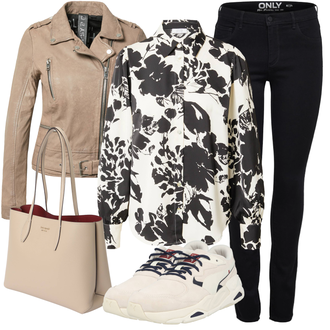 Outfit mit Beige/Khaki/Grau/Braun Vintage Lederjacke/Motorradjacke/Lederjacke/Jacke mit Seitlichem Reißverschluss/KunstLederjacke/Bikerjacke gipsy by mauritius "Mega schöne Frühlings Outfits"