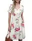 AUSELILY Kleider für Damen Rundhalsausschnitt Kurzarm A-Linie Kleider Casual Loose Swing Sommerkleid mit Taschen Rose Weiß M